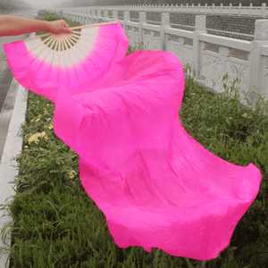 1.8M Lengthen Belly Dance Fan Imitated Silk Fabric Bamboo Fans Dance Dancing Performance Supplies