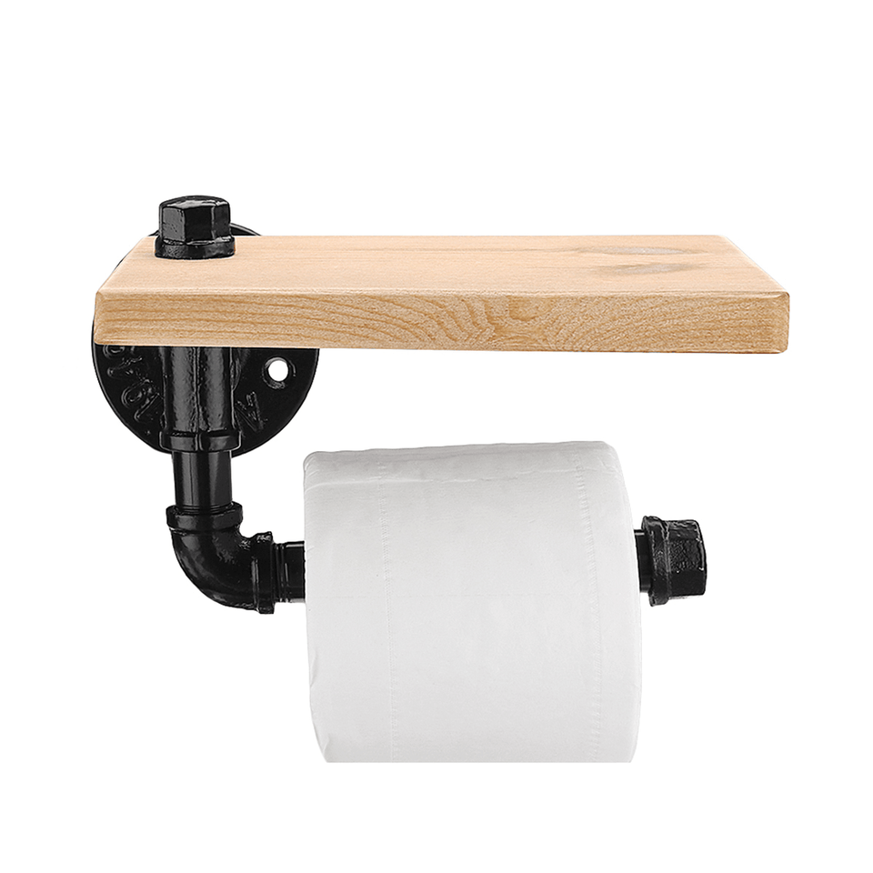 Rustic Industrial Toilet Paper Roll Holder Pipe Shelf Floating Bathroom Home DIY Storage
