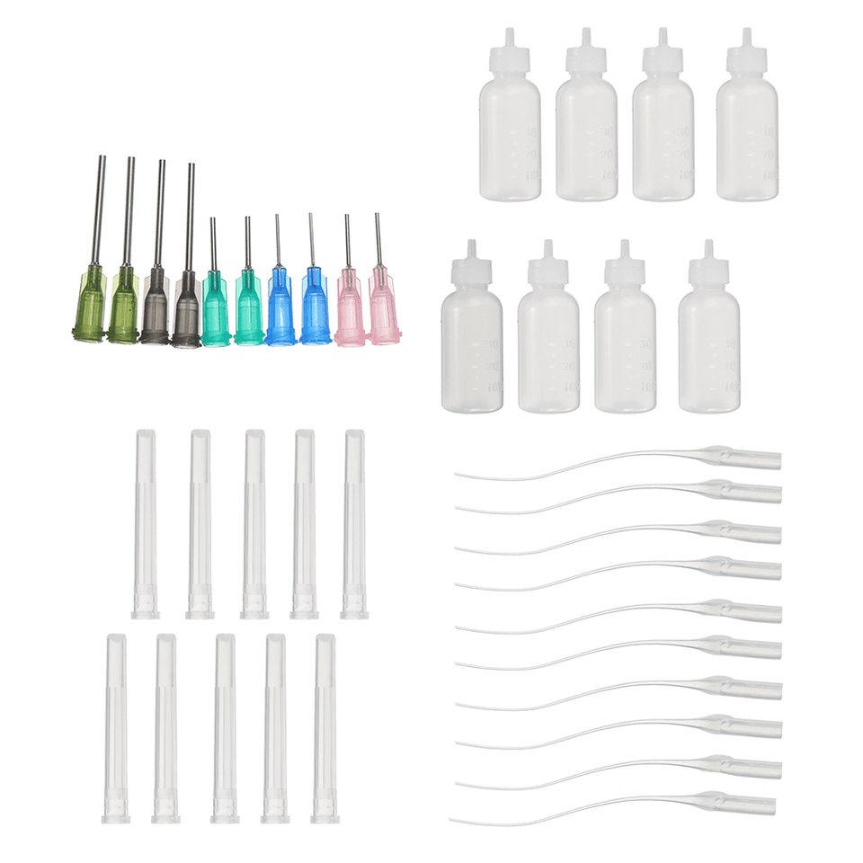 28Pcs/Set Dispensing Needle Kits Blunt Tip Syringe Glue Dropper Plastic Liquid Squeeze Bottle for Refilling and Measuring Liquids Industrial Glue Applicator