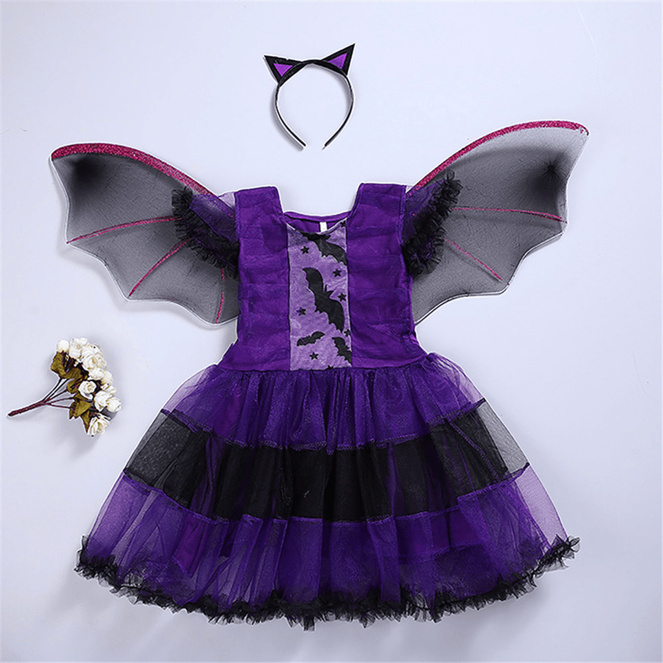 Halloween Costumes Purple Bat Style Children Cosplay Cartoon Costumes Witches Role Play