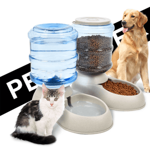 3.75L Portable Automatic Pet Dog Food Water Bottle Dispenser Dish Bowl Feeder