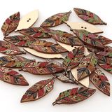 50PCS Retro Style Leaves Shaped Wooden Buttons Washable Sewing Buttons DIY Decor Handcraft Supplies