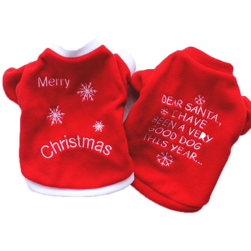 Christmas Pet Dog Cat Winter Clothes Warm Pullover Embroidered Outfit Coats Costume for Puppy Dogs