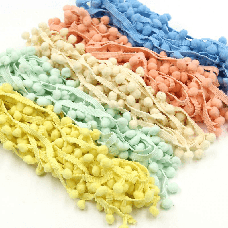 20Yards / Lot 10MM Trim Ball Fringe Ribbon DIY Sewing Accessory Lace Various Colors for Home Party Decoration