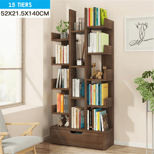 Creative Multi-Layer Bookshelf Simple Wooden Floor Bookcase Books Magazines Storage Shelf for Home Office Dormitory