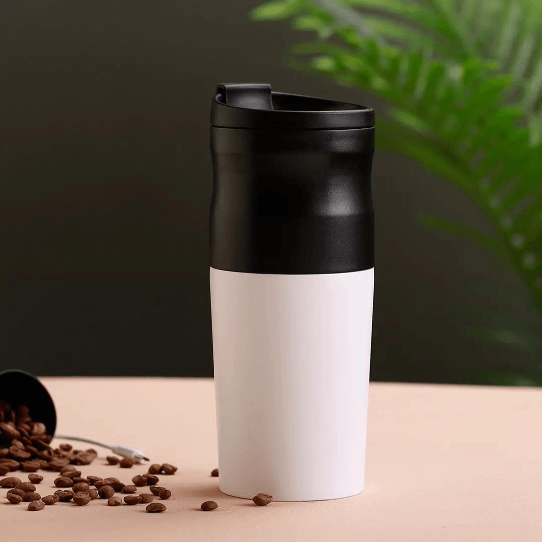 Molinillo de café eléctrico portátil con filtro de doble capa, batería de 1200Mah, taza de café con conservación del calor para viajes de oficina y Camping