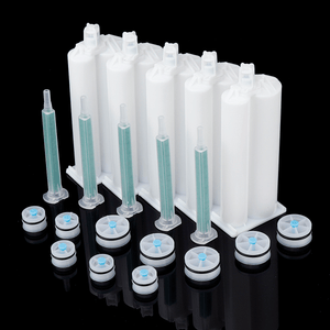 5Pcs/Set 50Ml 2:1 AB Glue Tube Dual Glue Cartridge Two Component Dispenser Tube with Mixing Tube Mixing Syringe for Industrial Glue Applicator