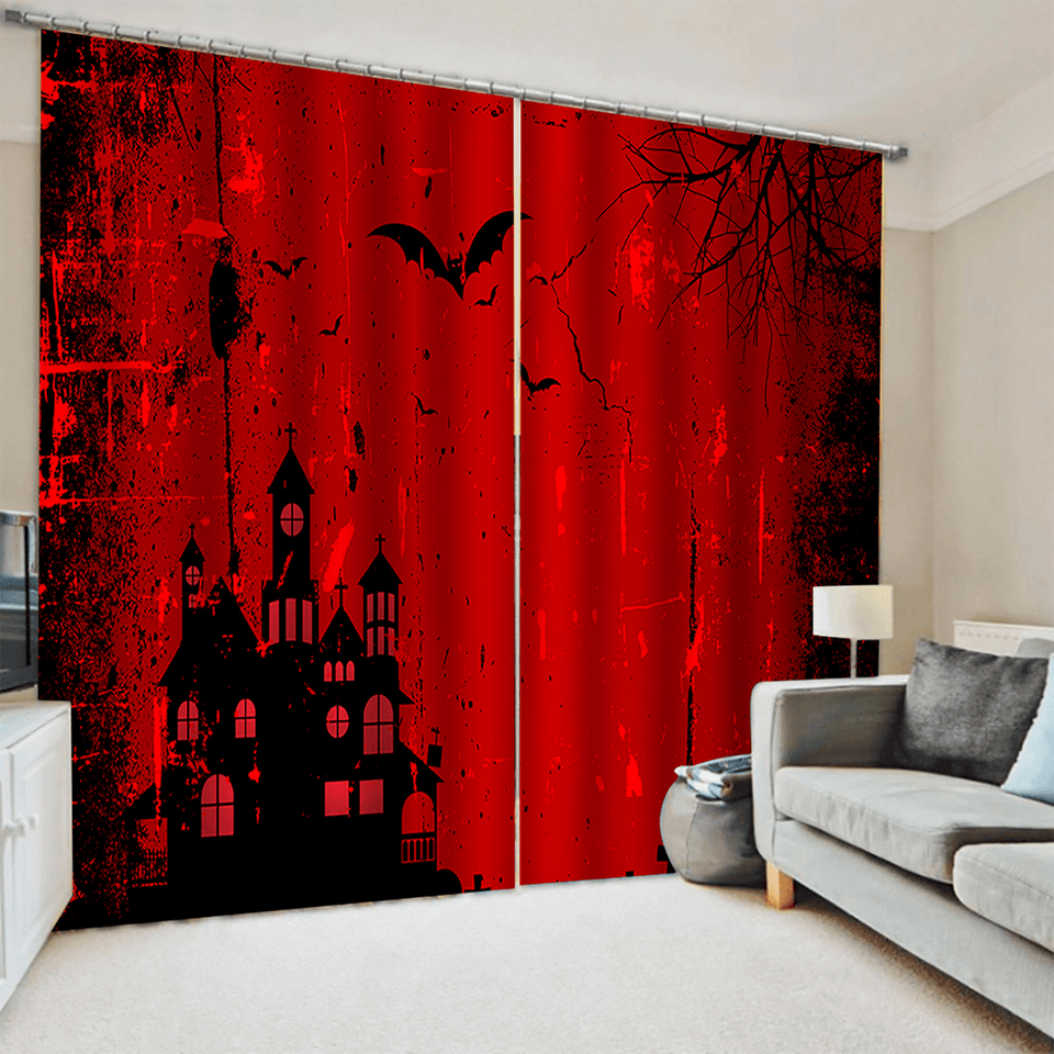 132*160Cm Blackout Window Curtains Halloween Printed Curtains for Living Room Festival Decoration