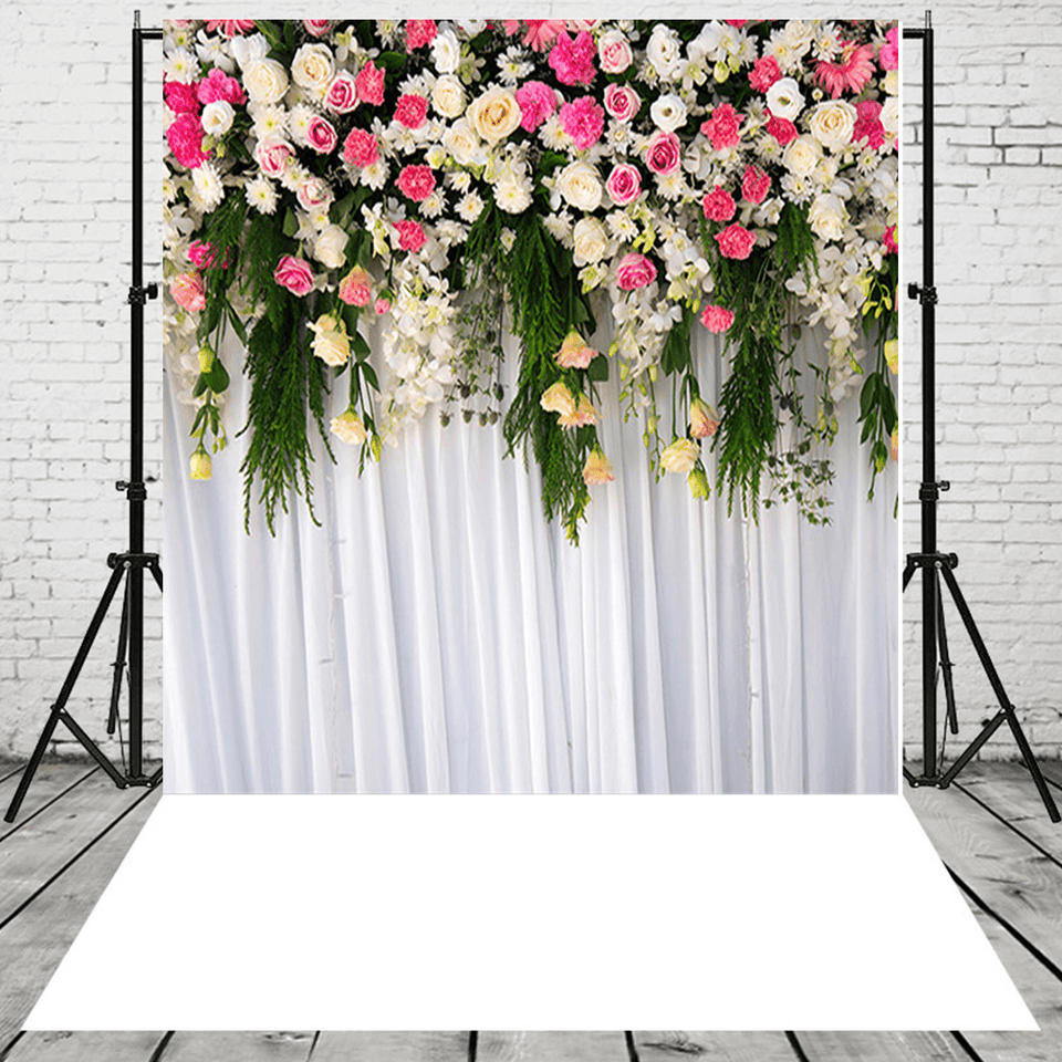 5X3Ft 7X5Ft Flower Wall Studio Silk Backdrop Photography Prop Photo Background
