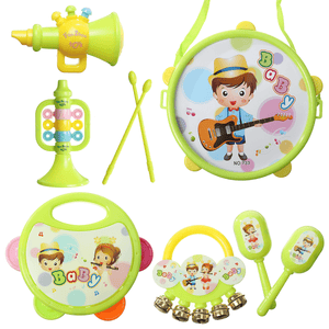 4/5/7Pcs Drum Bell Sand Hammer Trumpet Set Musical Instrument Educational Toys for Kids Gift