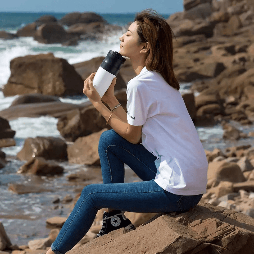 Protable Electric Coffee Grinder from Double-Layer Filter 1200Mah Battery Heat Preservation Coffe Cup for Office Travel Camping