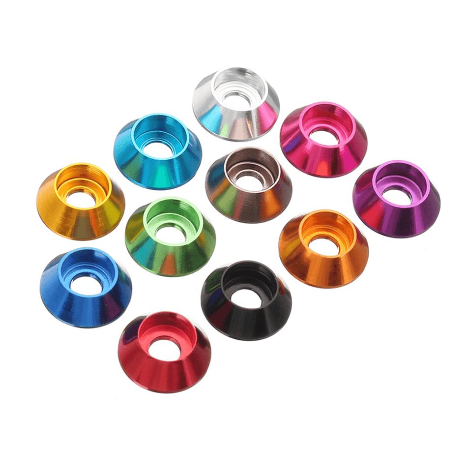 Suleve™ M2AN2 10Pcs M2 Cup Head Hex Screw Gasket Washer Nuts Aluminum Alloy Multicolor Optional