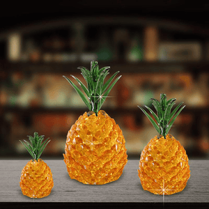 Crystal Glass Pineapple Figurine Hand Craft Gold Paperweight Ornament Gift Decorations