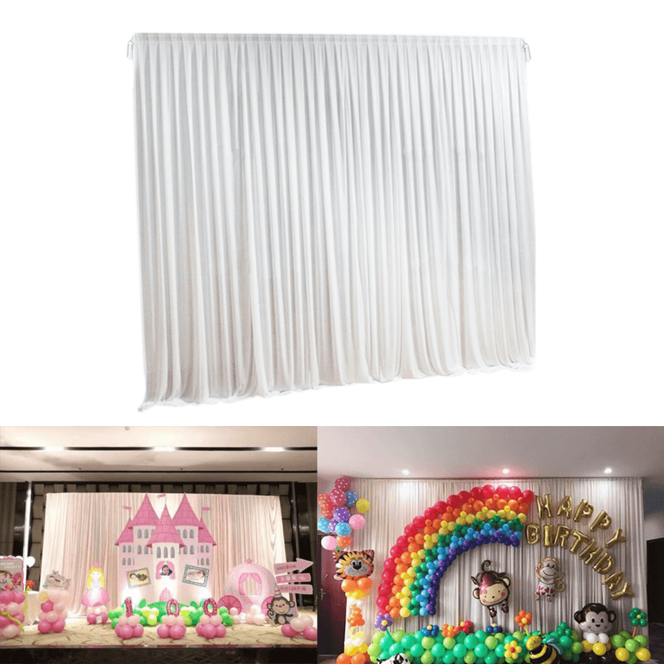 2M X 2M White Stage Background Backdrop Drape Curtain Swags Wedding Party US