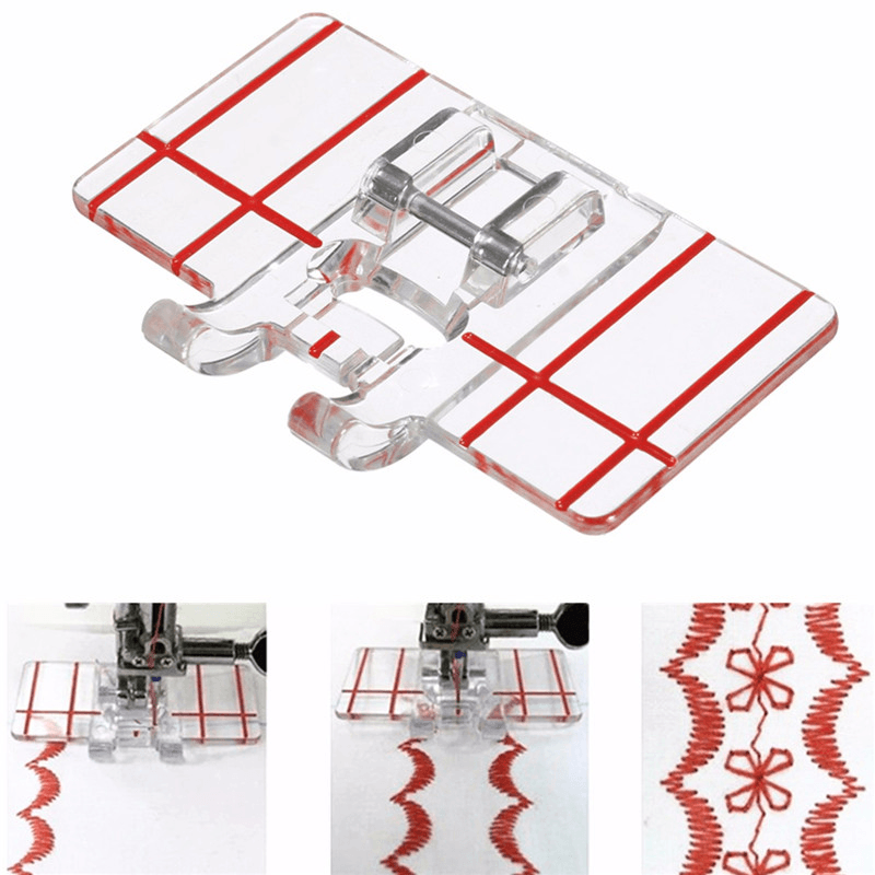 Sewing Machine Parallel Stitch Sewing Tool Simple Mini Clear Plastic Parallel Stitch Foot Presser for Multifunction Domestic
