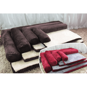 Luxury Corduroy Bolster Pet Dog Sofa Bed Puppy Fleece Bed Mat for Large Dog Pet Bed