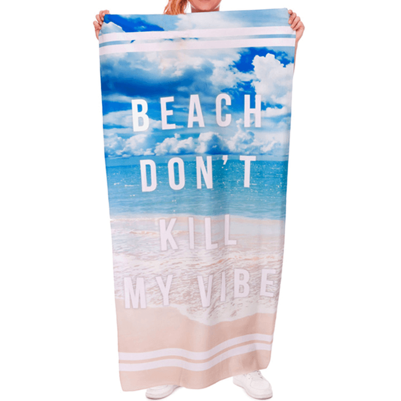 70X140Cm Polyester Fiber English Words Pattern Beach Spa Yoga Towel Soft Reactive Print Bath Towels