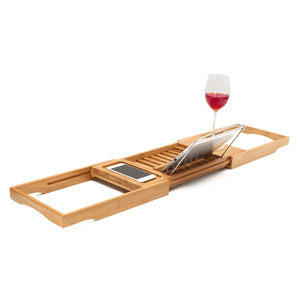 Luxury Bathroom Bamboo Bath Shelf Bridge Tub Caddy Tray Rack Wine Holder Bathtub Rack Support Storage