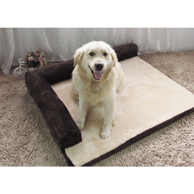 Luxury Corduroy Bolster Pet Dog Sofa Bed Puppy Fleece Bed Mat for Large Dog Pet Bed