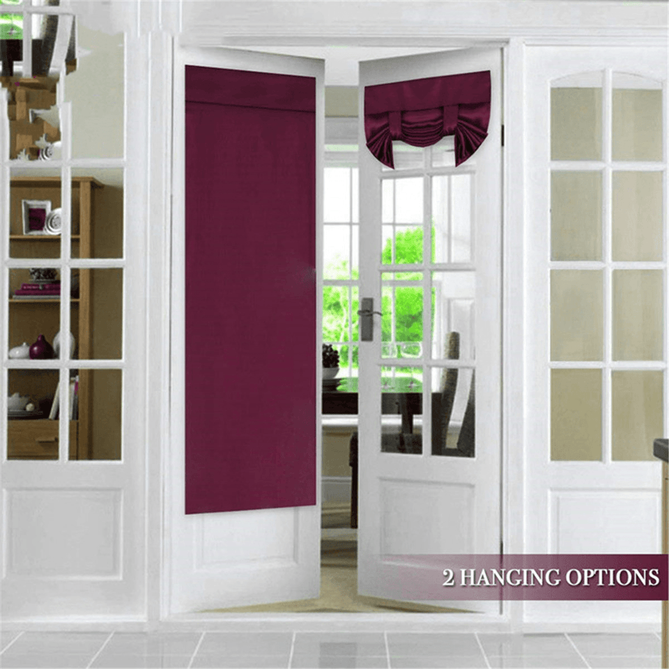 66X173Cm French Door Window Curtain Shading Curtain Folding Pure Color Curtain for Home Window Decoration