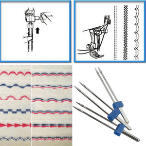 3Pcs/Set Size 2.0/90-3.0/90-4.0/90 Steel Twin Double Needle Sewing Machine Needles Pins Cloth Decor Needlework Knitting Needles
