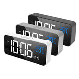 LED Music Alarm Clock Digital Snooze Function Temperature Display Table Home Mirror Decoration Clock