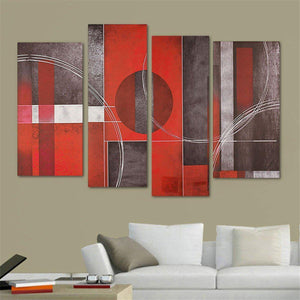 4pcs Abstract Art Red&Black Wall Oil Paintings Canvas Pictures Modern Home Decor