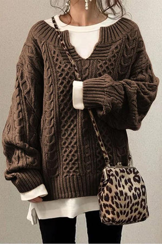 Suéter de punto casual con patrón de lino de Lilipretty
