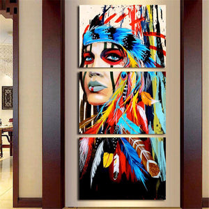 3Pcs Set Indian Woman Canvas Paintings Print Picture Modern Art Wall Home