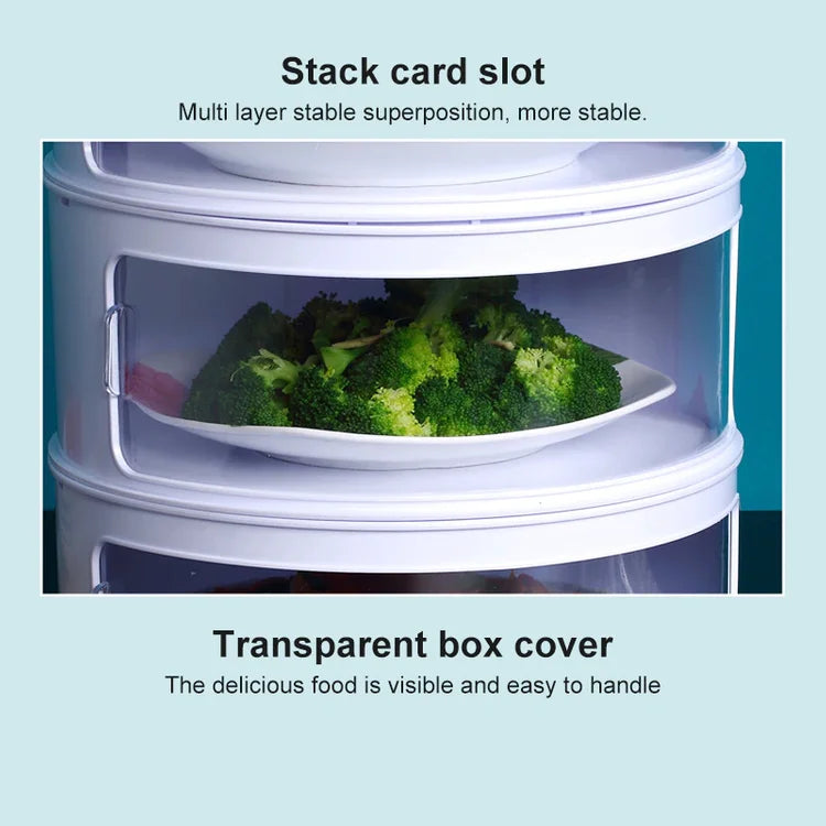 Transparente, stapelbare Isolierschichten für Lebensmittelstapel mit staubdichter Abdeckung 