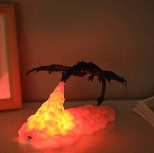Feuerdrache 3D-gedruckte Nachtlampe mit wiederaufladbarem USB