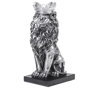 Nordic Style Crown Lion Statue Handicraft Decorations for Home Office Hotel Desk
