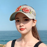 Sunshade Hat Women's Spring and Summer National Embroidered Sunscreen Baseball Cap Outdoor Empty Top Sun Hat