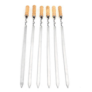 6pcs Stainless Steel Utensils Grilling Kitchen Skewer Stick Barbecue Fork BBQ Tool