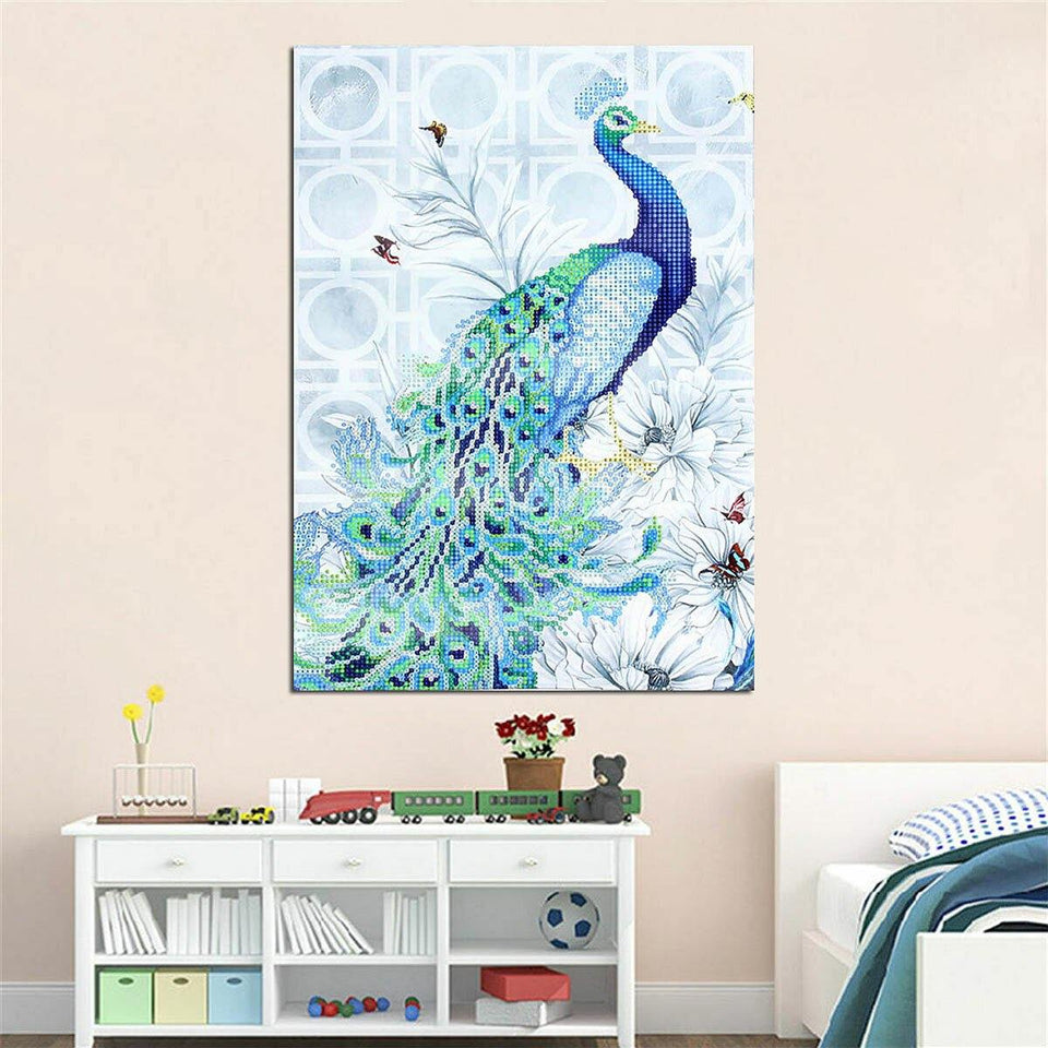 5D Diamond Embroidery Painting DIY Blue Peacock Stitch Craft Home Decor