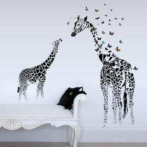 Honana DX-368 3D-Giraffe, bunter Schmetterling, Wandaufkleber, abnehmbar, Heimdekoration, Schlafzimmer, Kunstapplikation 