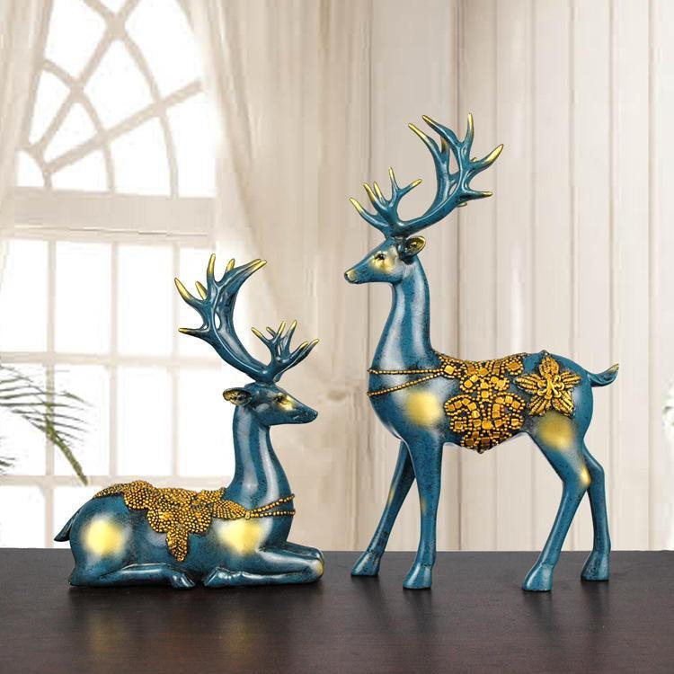 Nordic Style Resin Elk Figurines Furnishing Articles Originality Family Room Home Decorations
