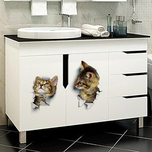 3D Cute Cat Wall Stickers Toliet Stickers  Decorations Creative Animal Wall Stickers Decorate Your Home Like A Makeup Artist