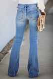 Ripped  Button Fly Slim Flare Jeans