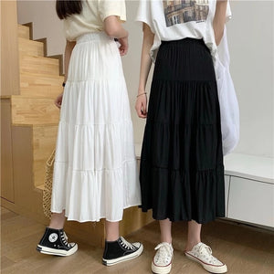 Faldas de verano Faldas de gasa elásticas de cintura alta vintage