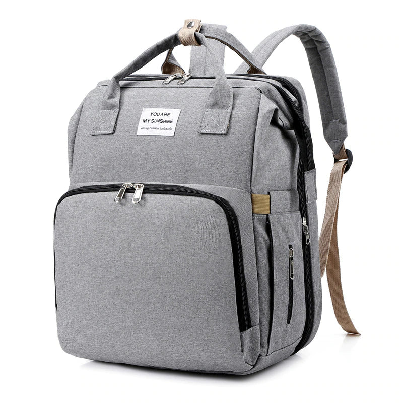 4-in-1 Backpack - Crib, Diaper Bag, Sun Shade & USB Integration