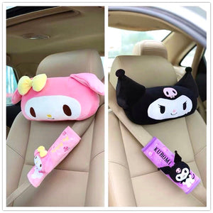 Kuromi My Melody inspirado en el reposacabezas del cuello del coche, almohadas, fundas para cinturones de seguridad, accesorios