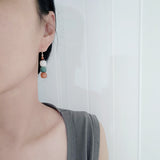 Natural Bodhi root personality gradient color stud earrings simple earrings ethnic style 925 silver hook earrings