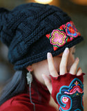 Ethnic style hat vintage Chinese style beanie knitted hat travel hat woman