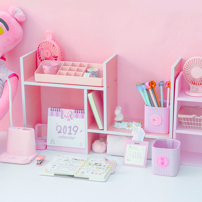 Organizer da scrivania irregolare rosa dolce
