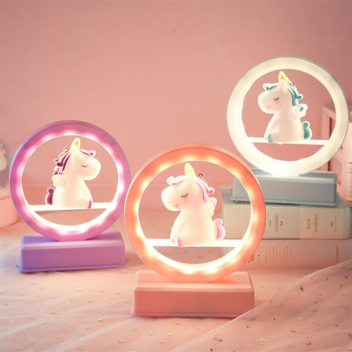 Kawaii Mini Unicorn Lampada da notte pastello