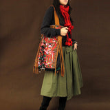 Original Ethnic Style Retro Tibetan Style Embroidery Women's Bag Shoulder Bag Travel Bag Large Capacity Canvas Bag