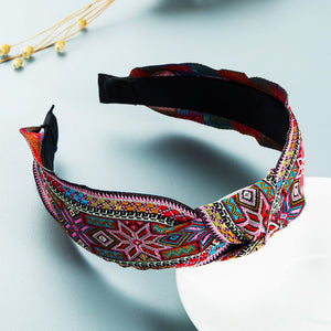 Retro Ethnic Style Embroidery Knotted Fabric, Hairband Femininity, Simplicity, Online Celebrity Hair Pressure Headband