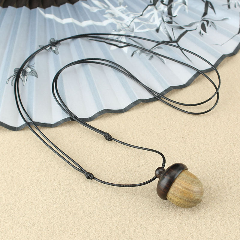 Vintage ebony acorn pendant simple literary accessories