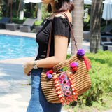 Summer straw bag woven tassel fresh travel beach holiday portable shoulder messenger bag